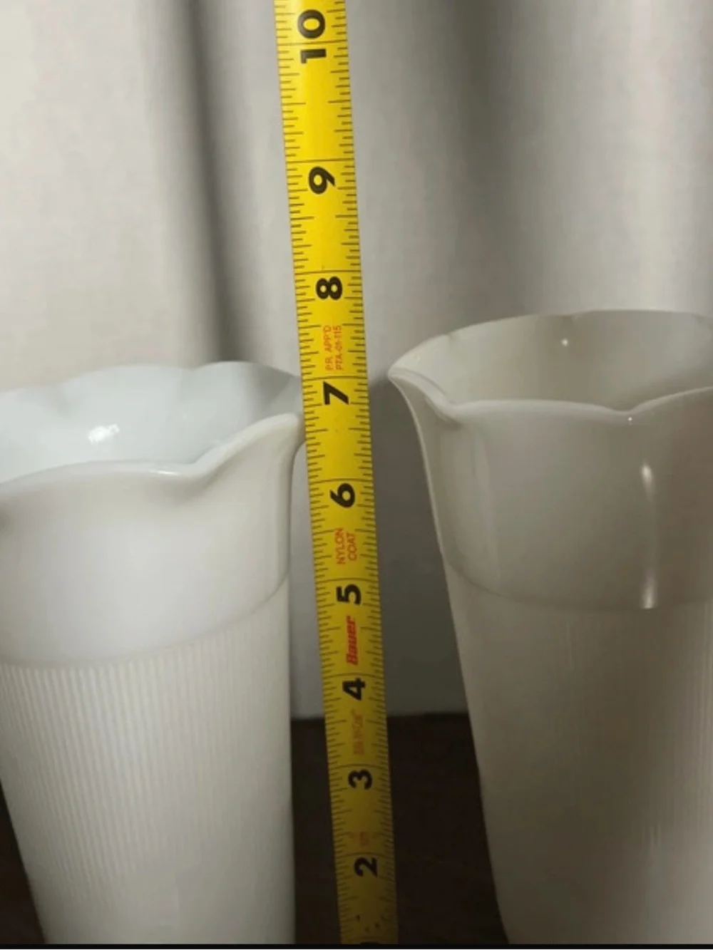 White Milk Glass Vases - Set of 2